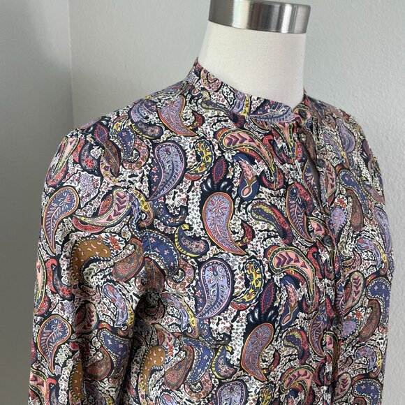 J Crew Liberty Art Fabrics Womens 2 Paisley Button Front Popover Shirt Blouse - Picture 3 of 11